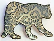 Cougar button with Henna design