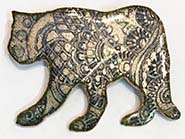 Cougar button with Henna design