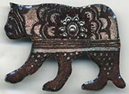 Cougar button with Henna design