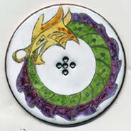 dragon button with dragon eating its tail Ouroboros