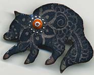 Raccoon button basse taille enameled