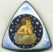 Cherub button enameled