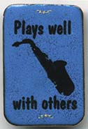 Saxophone verbal button