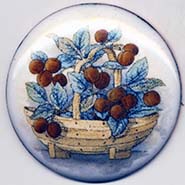 Plums basket of fruit button